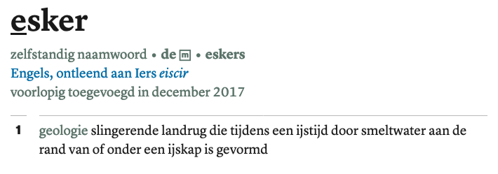 Afbeelding van lemma esker in de Dikke Van Dale